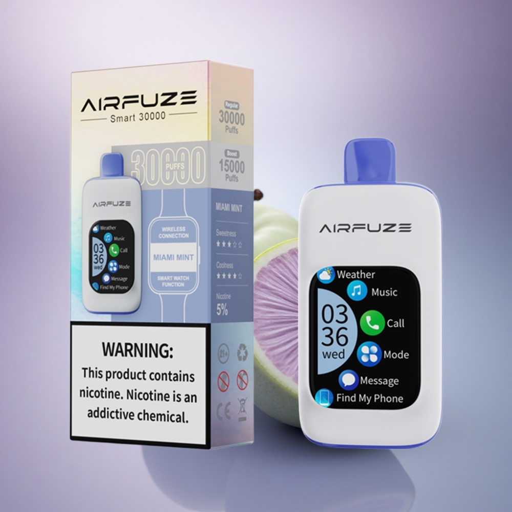 AirFuze Smart 30000 Puffs Casa da Moeda de Miami Pod Descartável com Tela TFT de 2,01\'\' e Nicotina a 5%
