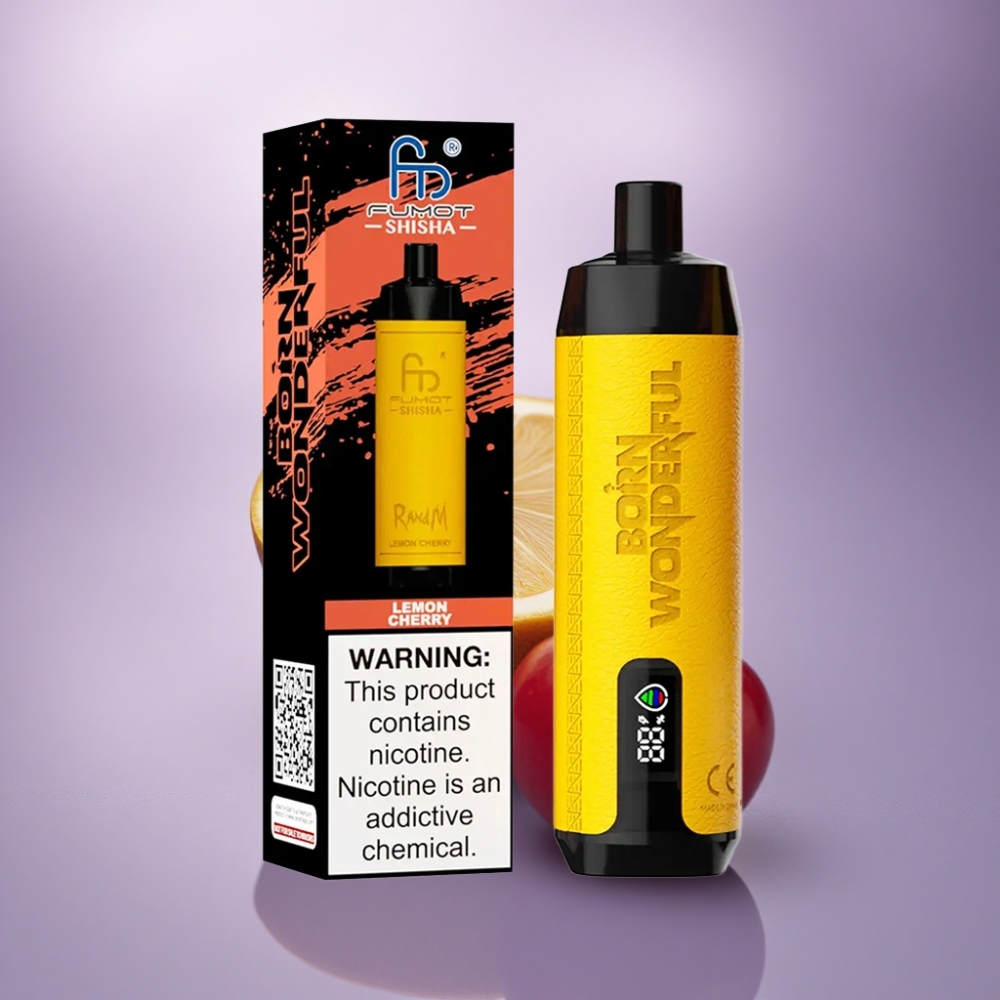 RandM Fumot Shisha 10000 Puffs Limão Cereja com Indicador LED e 850 mAh