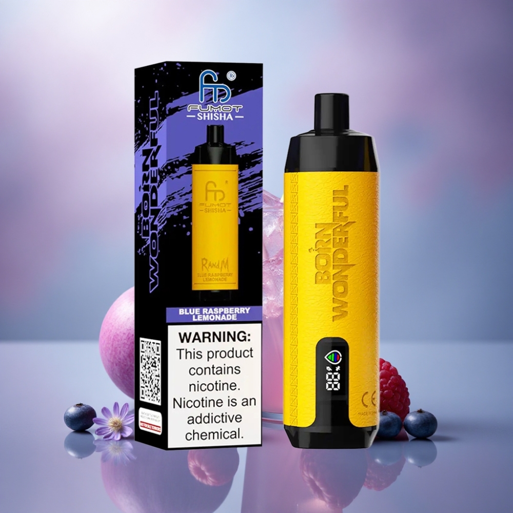 RandM Fumot Shisha 10000 Puffs Limão Framboesa Azul com 0,5% Nicotina e Bateria 850 mAh