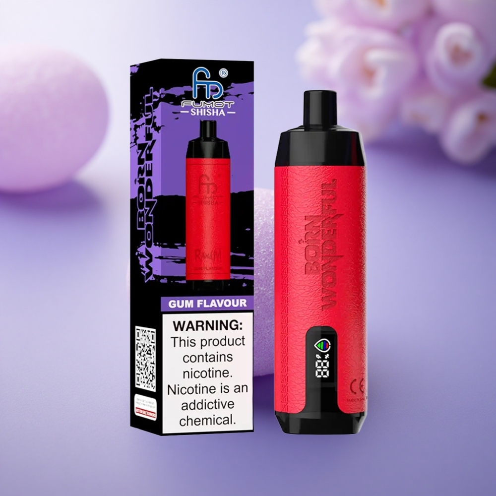 RandM Fumot Shisha 10000 Puffs Sabor Chiclete com Indicador LED e Bateria de 850 mAh