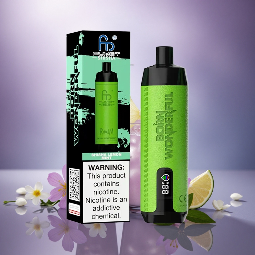 RandM Fumot Shisha 10000 Puffs Shisha Limão Menta com 0,5% de Nicotina e Bateria 850mAh