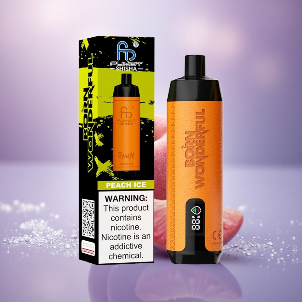 RandM Fumot Shisha 10000 Puffs Sorvete de Pêssego com LED e 850mAh