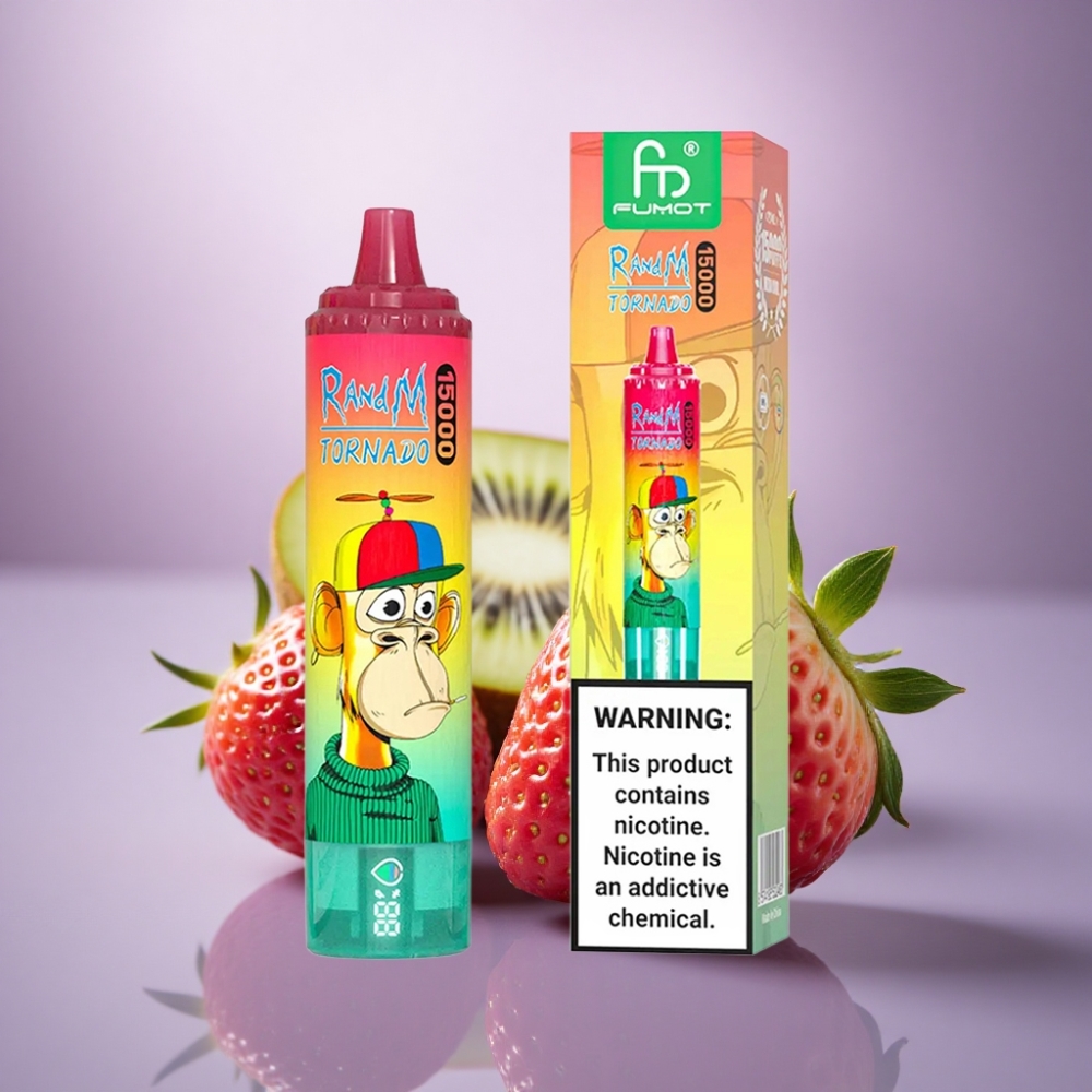 RandM Fumot Tornado 15000 Puffs Morango Kiwi 25ml 850mAh 5% Nicotina