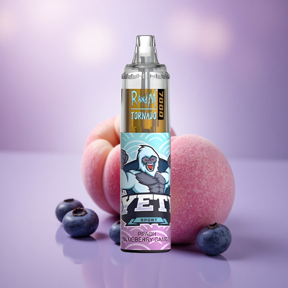 RandM Fumot Tornado 7000 Puffs Doce de Pêssego e Mirtilo com 14 ML e 5% Nicotina
