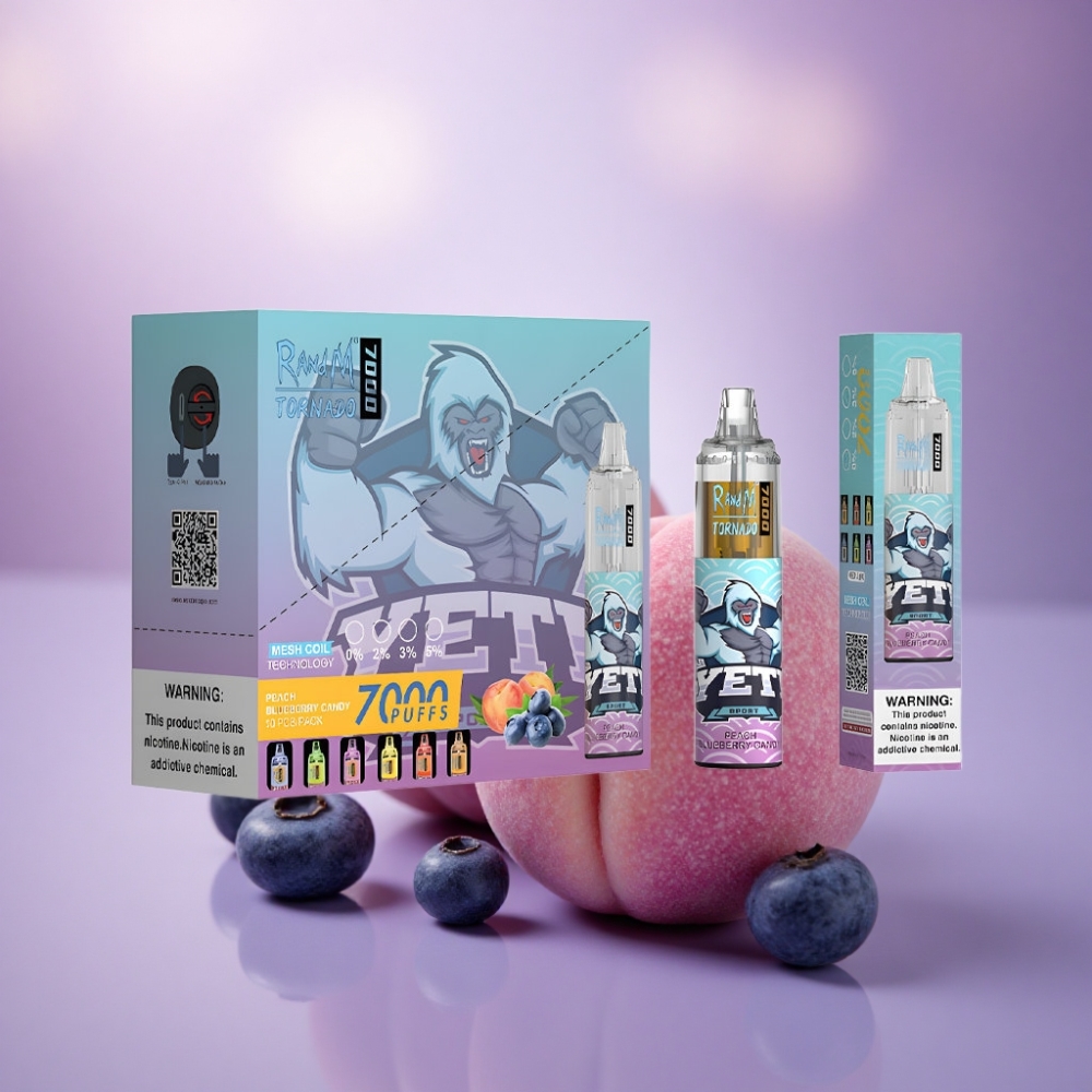 RandM Fumot Tornado 7000 Puffs Doce de Pêssego e Mirtilo com 14 ML e 5% Nicotina