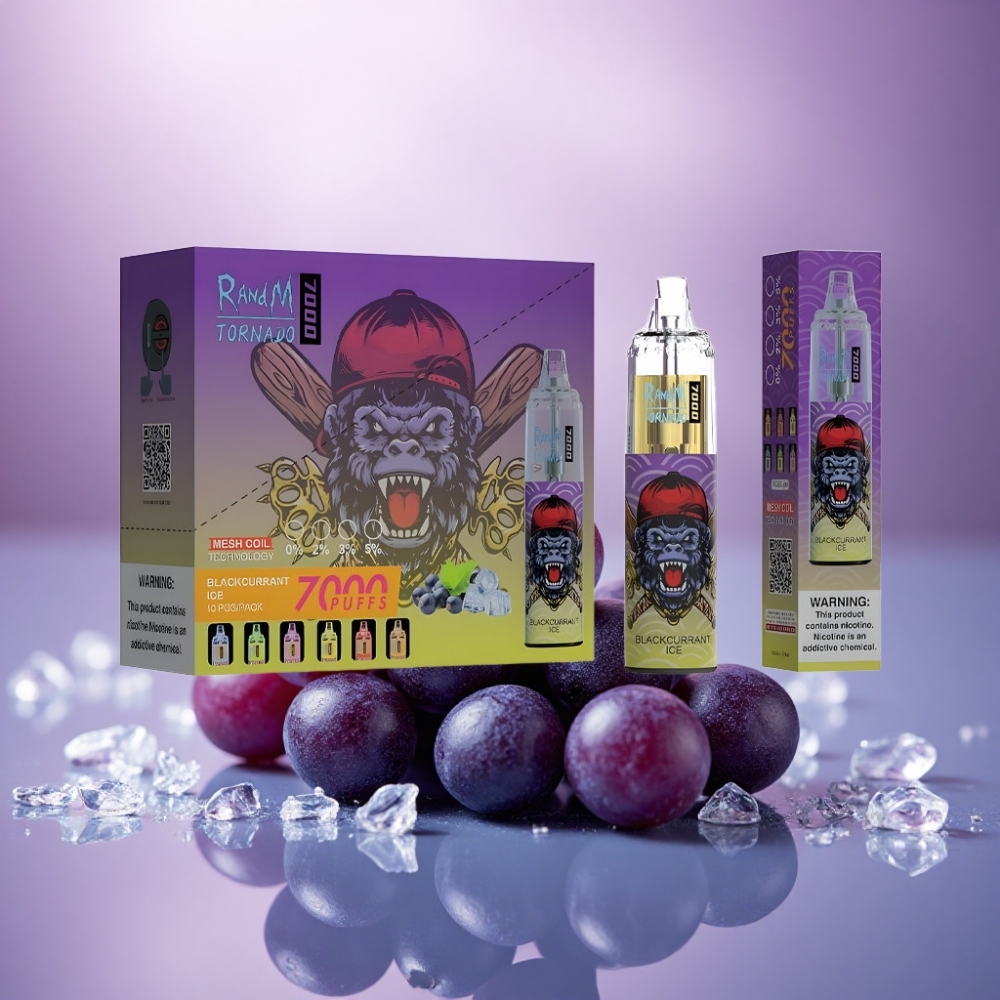 RandM Fumot Tornado 7000 Puffs Gelado de Groselha Negra com 14 ML e 5% Nicotina