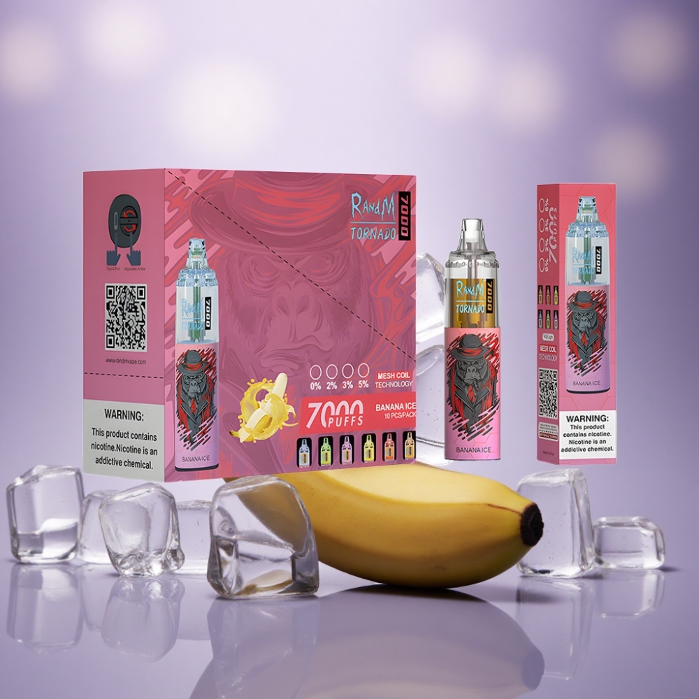 RandM Fumot Tornado 7000 Puffs Gelo de Banana com 850 mAh e Nicotina 5%