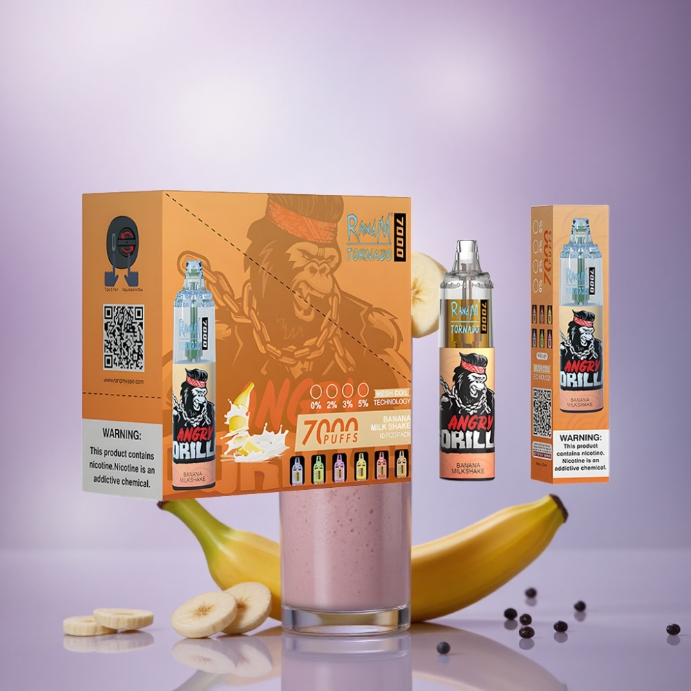 RandM Fumot Tornado 7000 Puffs Milkshake de Banana com 850 mAh e Nicotina 5%