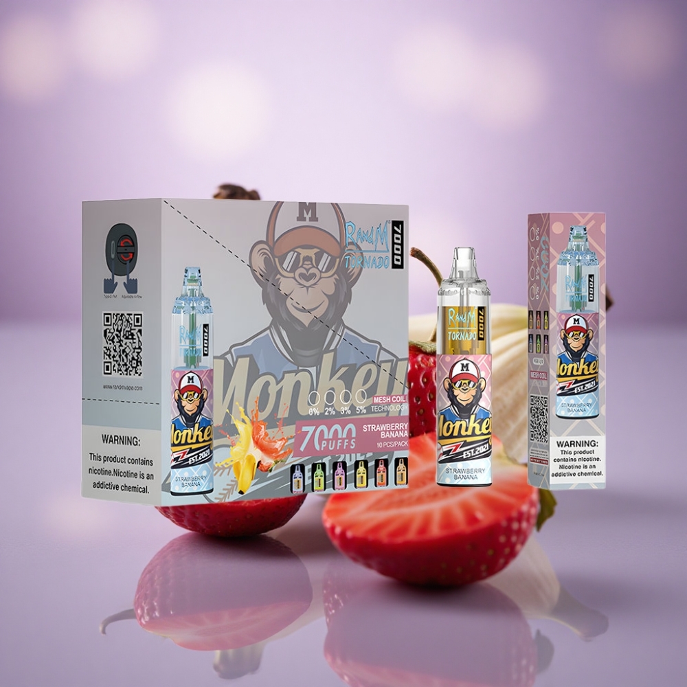 RandM Fumot Tornado 7000 Puffs Morango Banana 14 ML 850 mAh