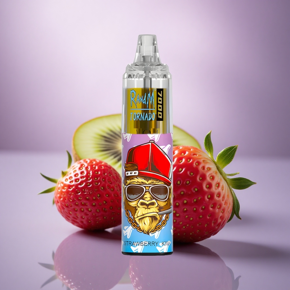 RandM Fumot Tornado 7000 Puffs Morango Kiwi com 14 ML de E-líquido e 850 mAh