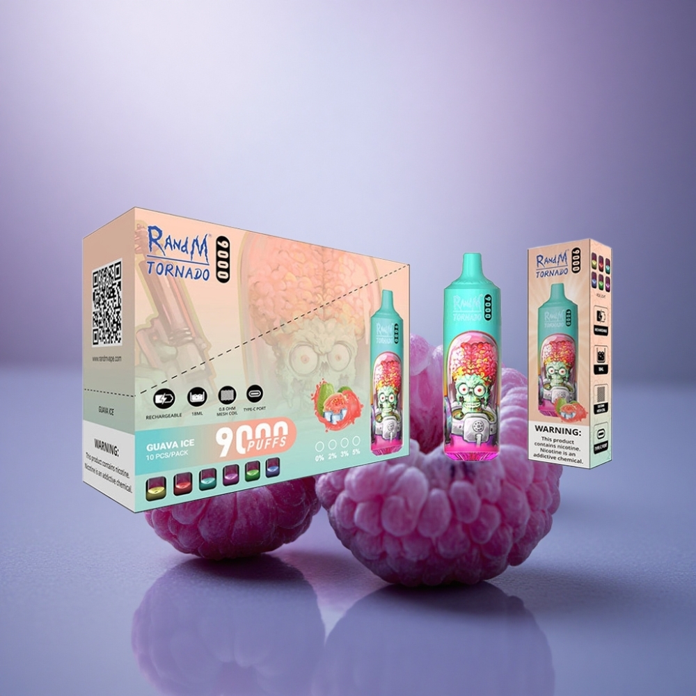 RandM Fumot Tornado 9000 Puffs Azul Azedo Framboesa com 18 mL e Bobina Mesh