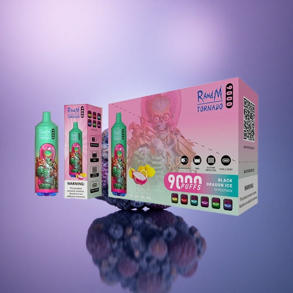 RandM Fumot Tornado 9000 Puffs Azul Framboesa Kush 850 mAh 18 mL