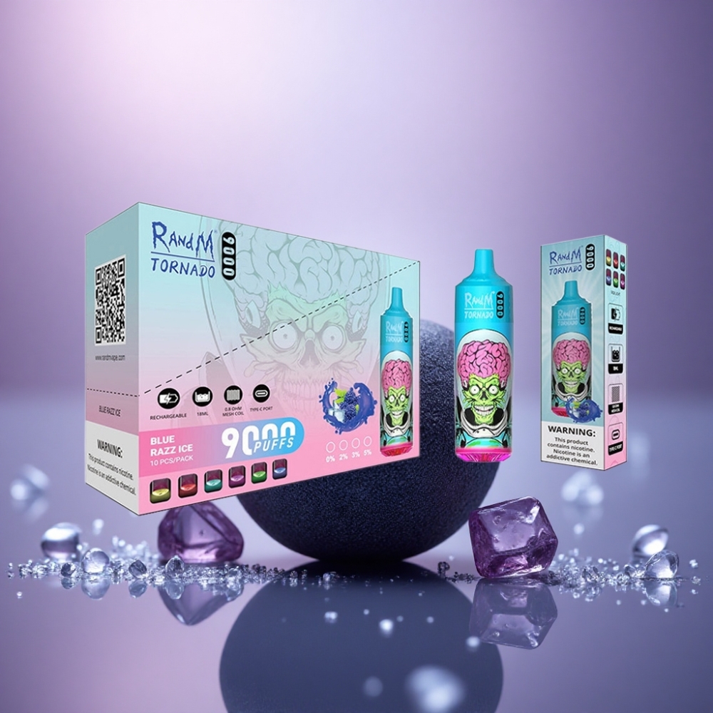 RandM Fumot Tornado 9000 Puffs Dragão Negro Gelo com 18 mL e Bobina Mesh