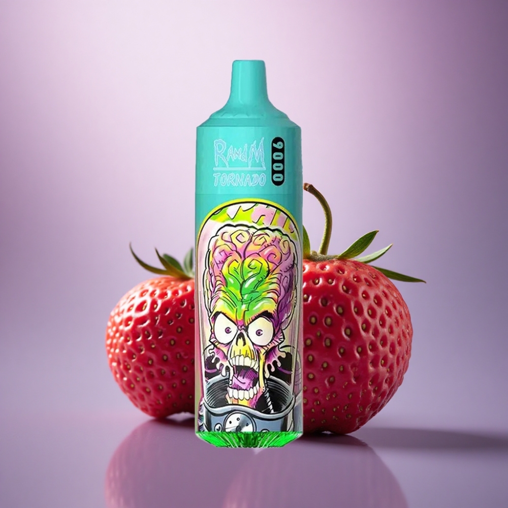 RandM Fumot Tornado 9000 Puffs Morango Romã com Bateria 850 mAh e E-líquido 18 mL