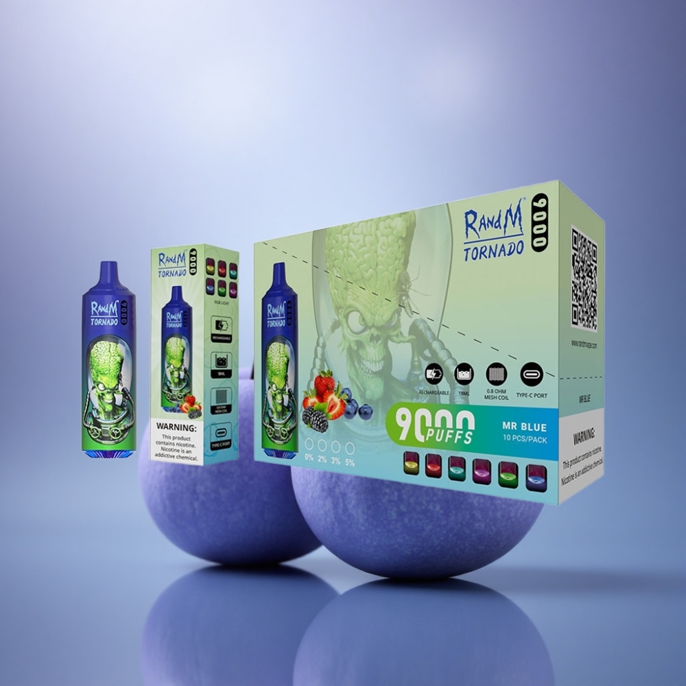 RandM Fumot Tornado 9000 Puffs Senhor Azul 18 mL 850 mAh