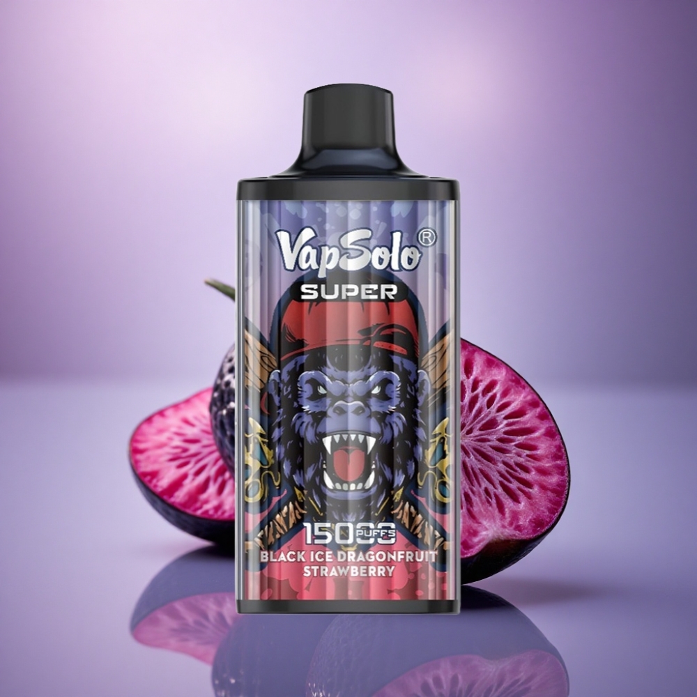 Vapsolo Super 15000 Puffs Dragão de Fruta-do-Conde Morango Gelo Negro 40ml 850mAh