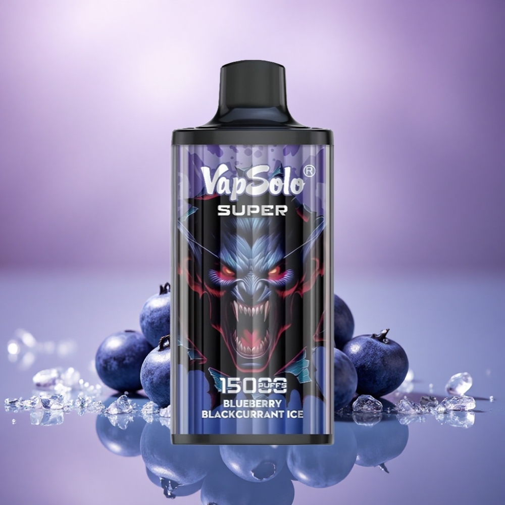 Vapsolo Super 15000 Puffs Gelado de Mirtilo e Groselha Negra com 40ml de E-Líquido e 850mAh