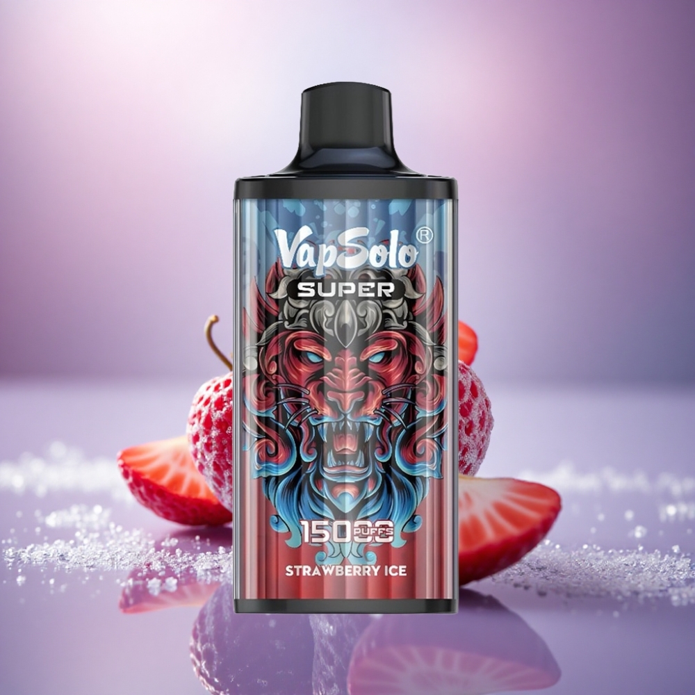 Vapsolo Super 15000 Puffs Morango Gelo com 40ml e 850mAh