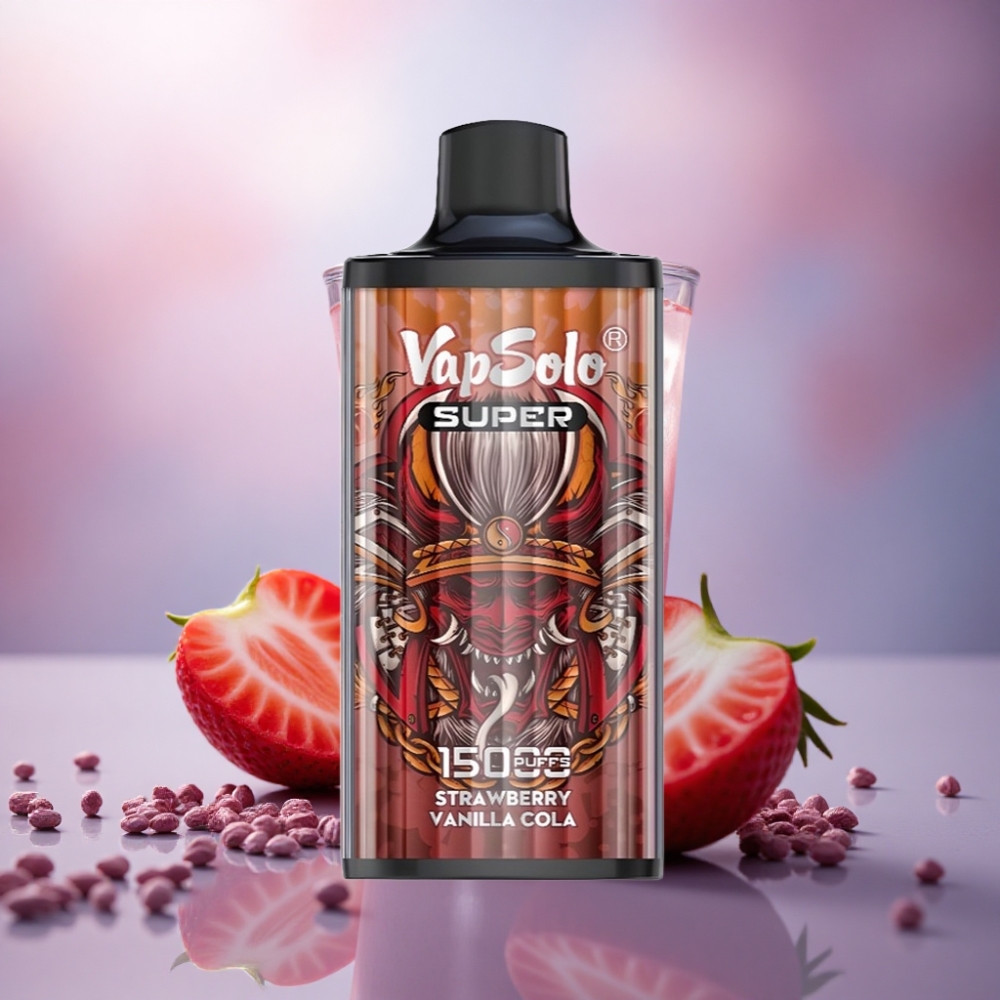 Vapsolo Super 15000 Puffs Refrigerante de Morango Baunilha com 40ml de Líquido e 850mAh