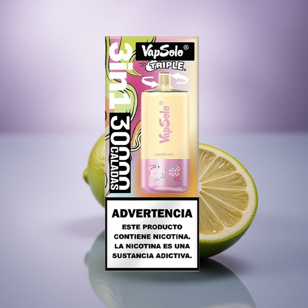 Vapsolo Triple 30000 Puffs Lima Limão 40ml 20mg Nicotina Tipo-C