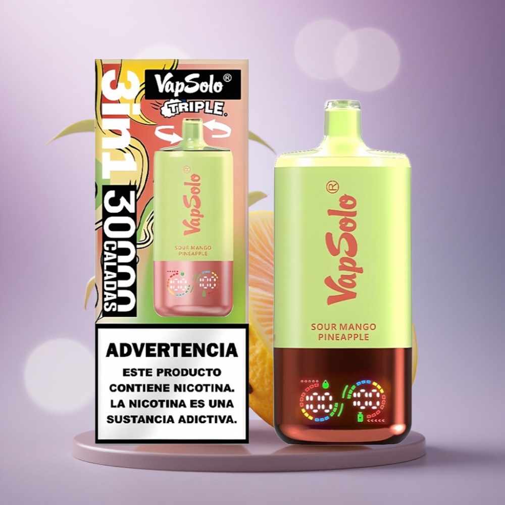 Vapsolo Triple 30000 Puffs Manga Azeda Abacaxi com 40ml de Líquido e Nicotina 50mg/ml