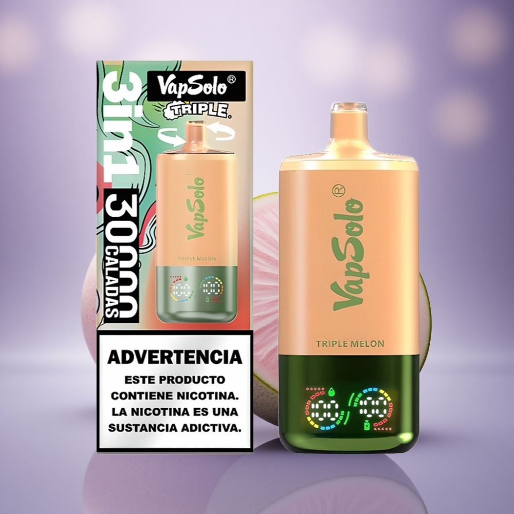 Vapsolo Triple 30000 Puffs Melão Triplo 40ml 20mg Nicotina Tipo-C