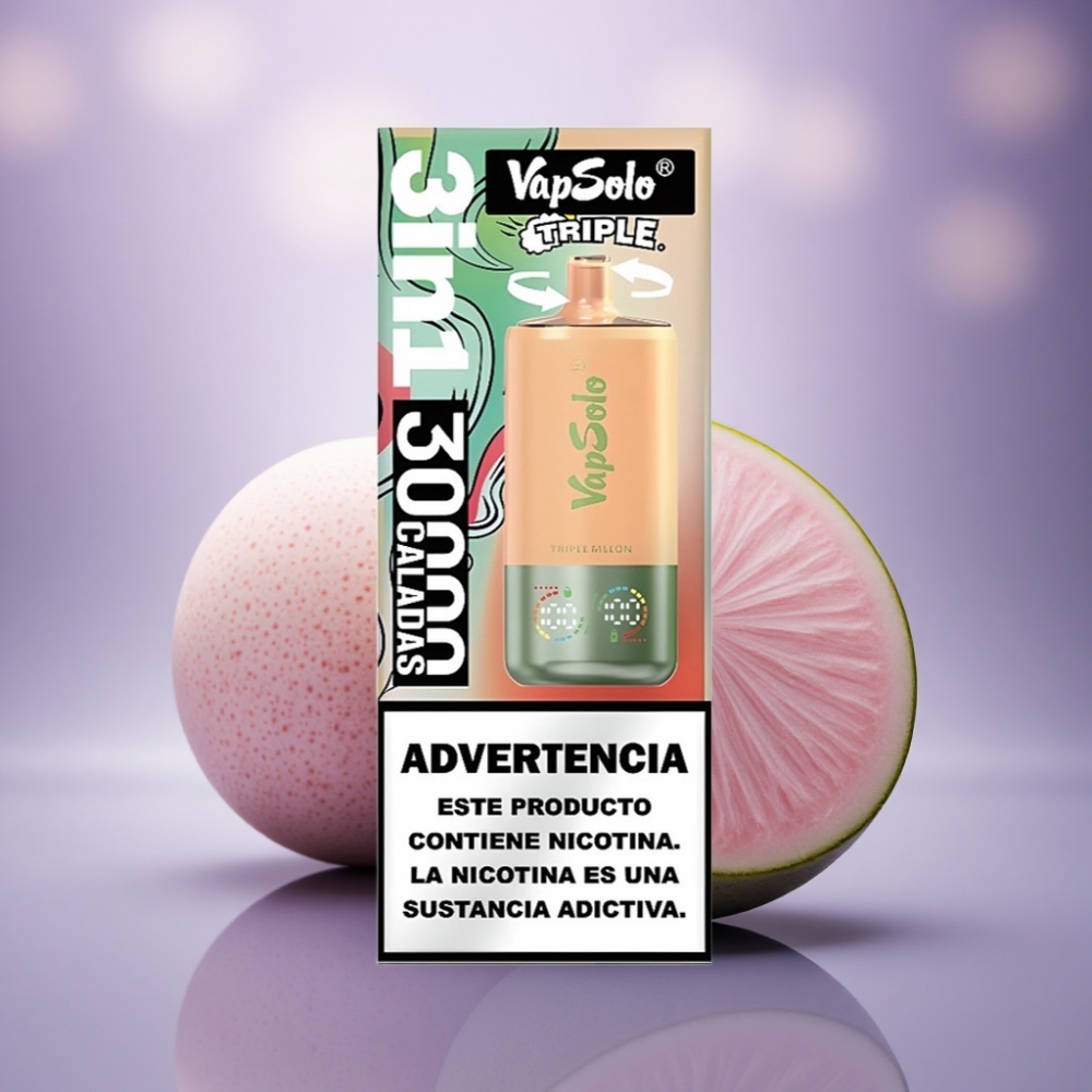 Vapsolo Triple 30000 Puffs Melão Triplo 40ml 20mg Nicotina Tipo-C