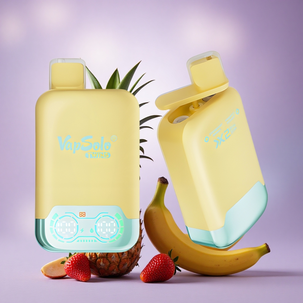 Vapsolo Twins 20000 Puffs Abacaxi Coco & Morango Banana 40ml 20mg/ml Nicotina Tipo-C
