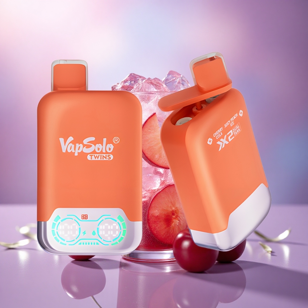 Vapsolo Twins 20000 Puffs Cherry Cola & Juicy Peach Ice 40ml 20mg/50mg Nicotina Tipo-C