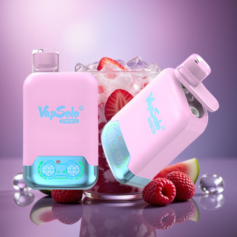 Vapsolo Twins 20000 Puffs Fruta do Dragão Gelo Negro Morango & Framboesa Melancia com 40 ml de líquido e 50mg/ml de nicotina
