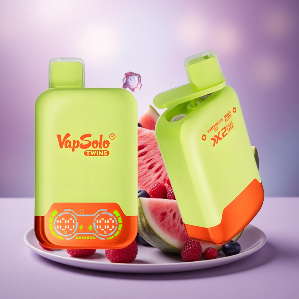 Vapsolo Twins 20000 Puffs Melancia Gelo & Frutas Vermelhas Misturadas com 40ml e Nicotina 20mg/ml