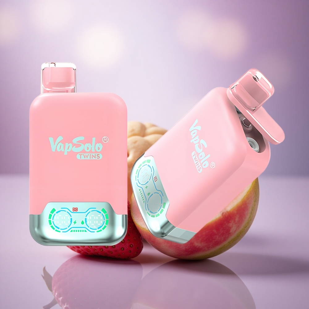Vapsolo Twins 20000 Puffs Morango Gelo & Manga Pêssego Melancia com 40ml de Líquido e Nicotina 20mg/ml