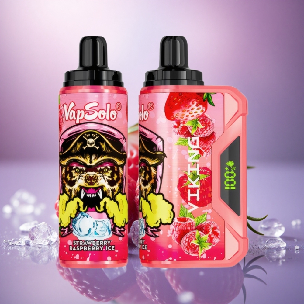 VapSolo VIKING 12000 Puffs Gelado de Morango e Framboesa com 22ml e Nicotina 20mg/ml