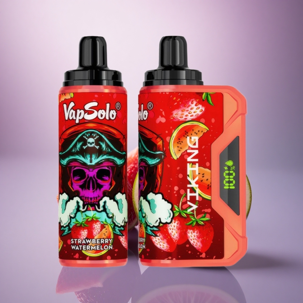 VapSolo VIKING 12000 Puffs Morango Melancia 22ml Tipo-C 20mg Nicotina