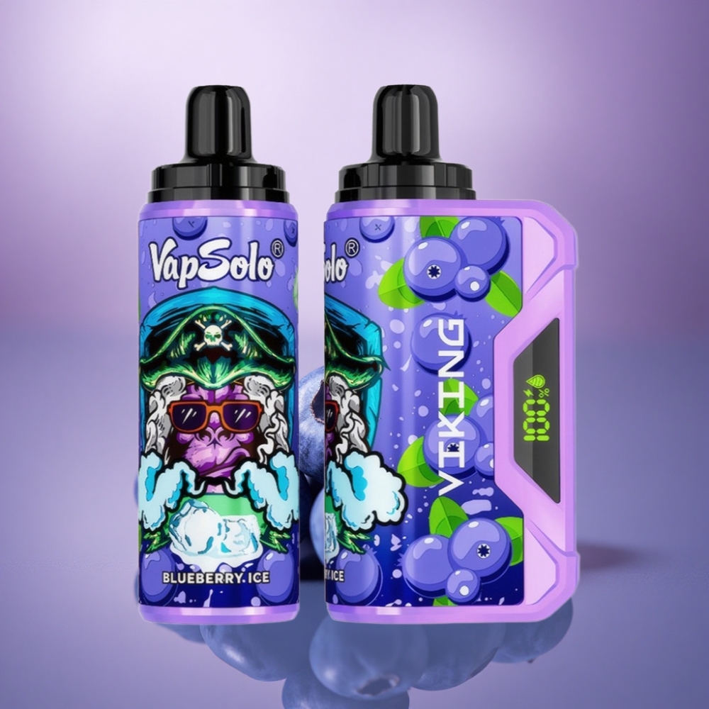 VapSolo VIKING 12000 Puffs VapSolo VIKING Dispositivo de Vapor Descartável com Mirtilo, Tipo-C e Nicotina 20 mg/ml
