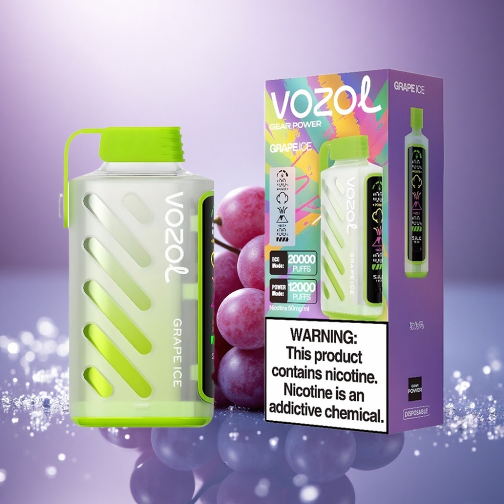 VOZOL Gear Power 20000 Puffs Gelado de Uva com Tela Inteira e Nicotina 5%