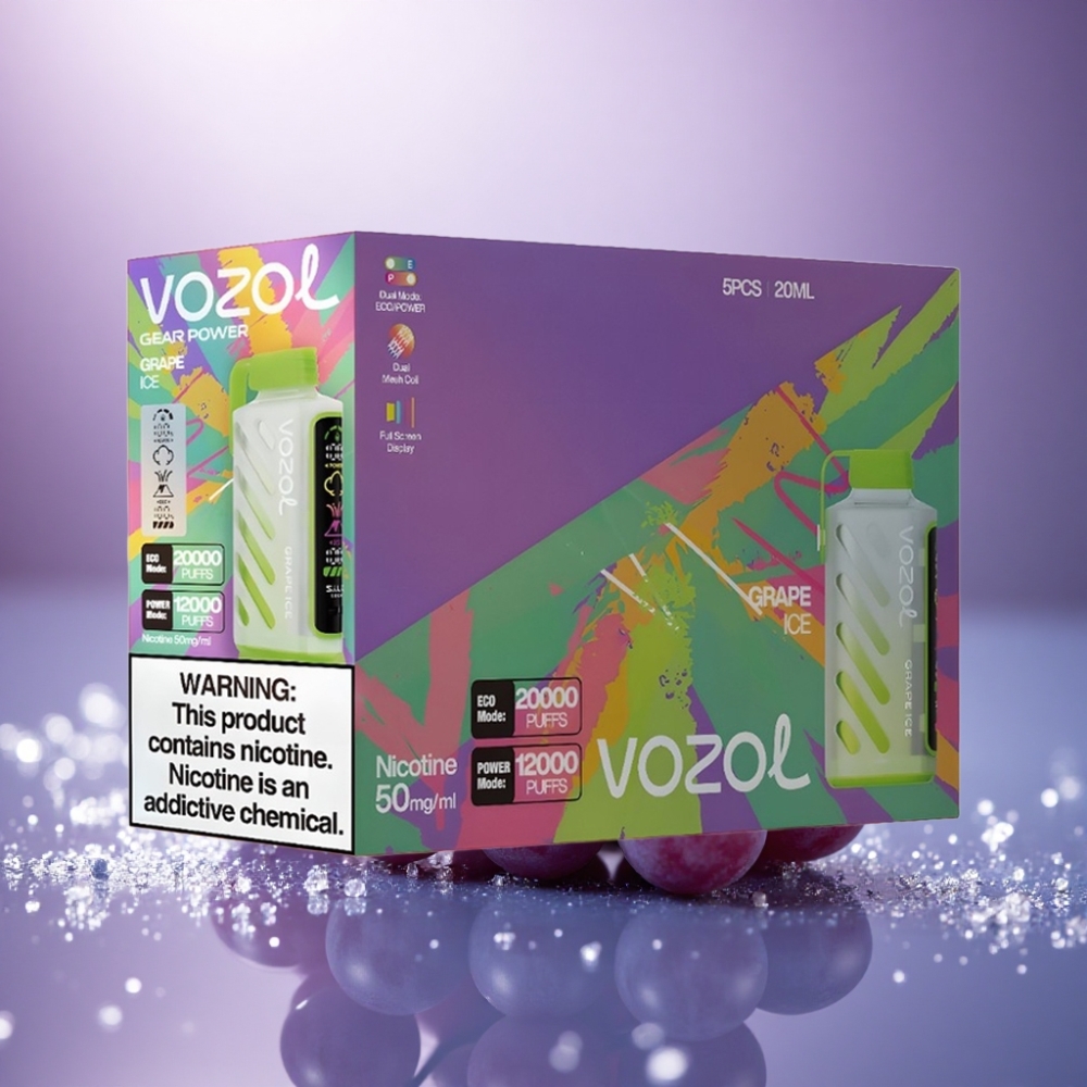 VOZOL Gear Power 20000 Puffs Gelado de Uva com Tela Inteira e Nicotina 5%