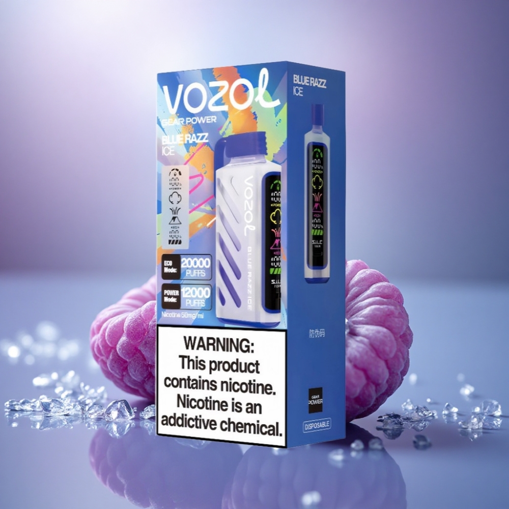VOZOL Gear Power 20000 Puffs Gelo de Framboesa Azul com Dual Mesh Coil e 20mL