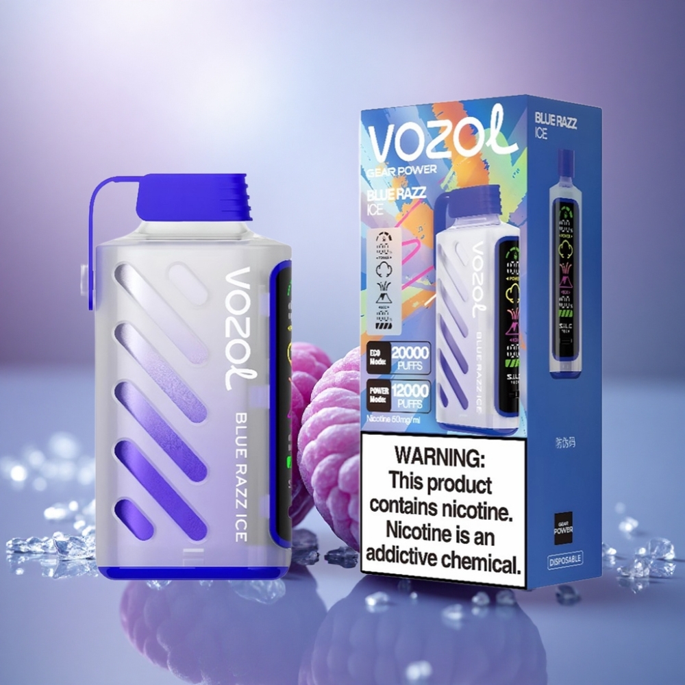 VOZOL Gear Power 20000 Puffs Gelo de Framboesa Azul com Dual Mesh Coil e 20mL