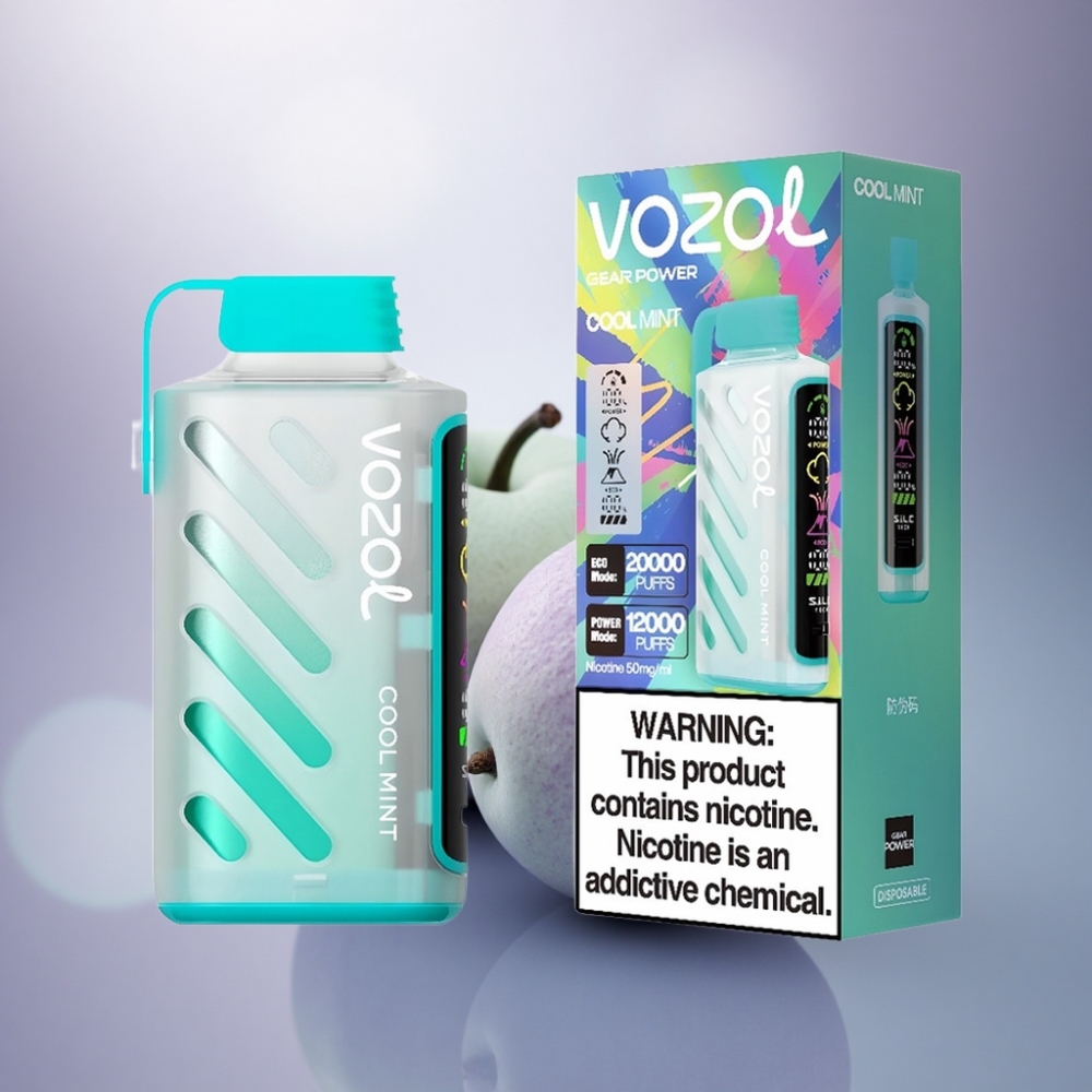 VOZOL Gear Power 20000 Puffs Menta Refrescante com Dual Mesh Coil e 20mL de E-Líquido Pré-preenchido
