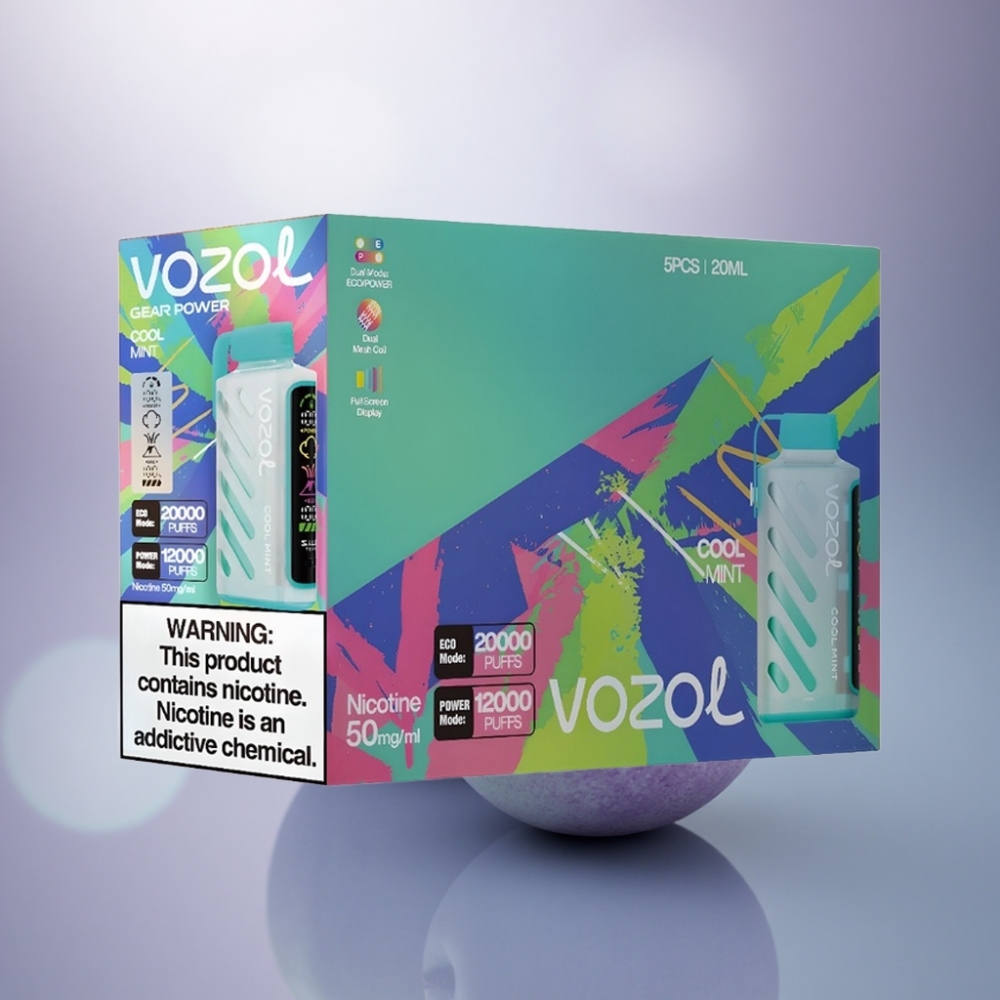 VOZOL Gear Power 20000 Puffs Menta Refrescante com Dual Mesh Coil e 20mL de E-Líquido Pré-preenchido