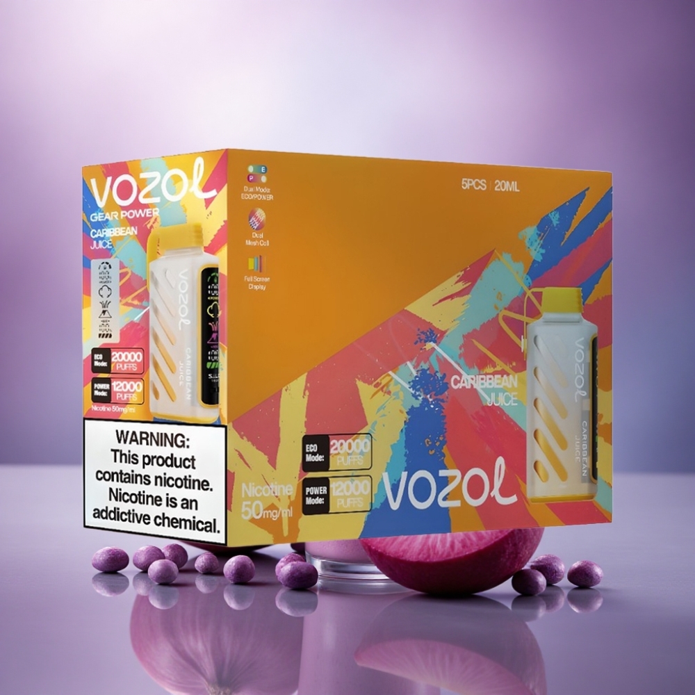 VOZOL Gear Power 20000 Puffs Suco Caribenho com Dual Mesh Coil e Nicotina 5%