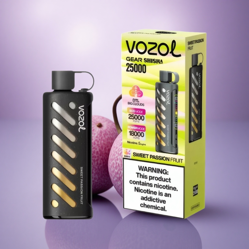 VOZOL Gear Shisha 25000 Puffs Fruta do Maracujá Doce com Dual Mesh e 1000mAh