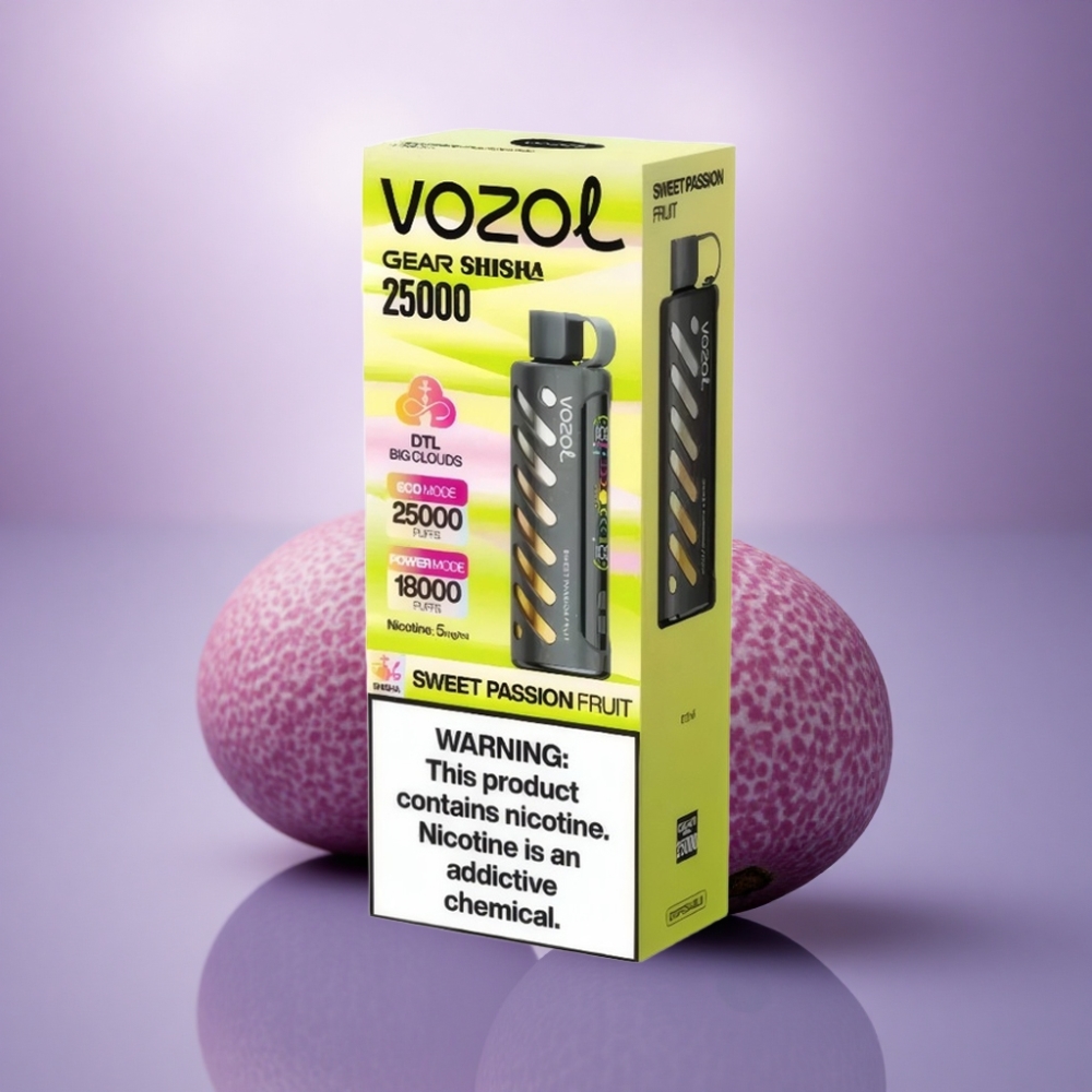 VOZOL Gear Shisha 25000 Puffs Fruta do Maracujá Doce com Dual Mesh e 1000mAh