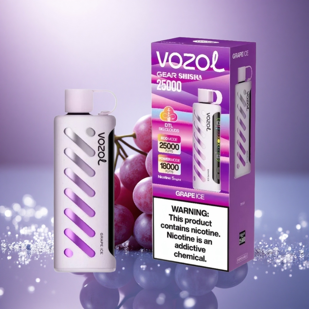 VOZOL Gear Shisha 25000 Puffs Gelado de Uva com 5mg/ml de Nicotina e 1000mAh