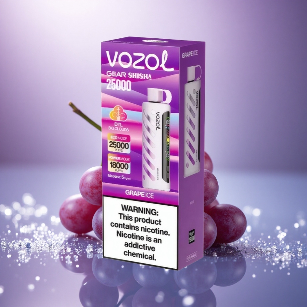 VOZOL Gear Shisha 25000 Puffs Gelado de Uva com 5mg/ml de Nicotina e 1000mAh