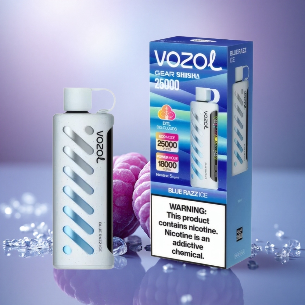 VOZOL Gear Shisha 25000 Puffs Gelo de Framboesa Azul com 5mg/ml de Nicotina e 1000mAh