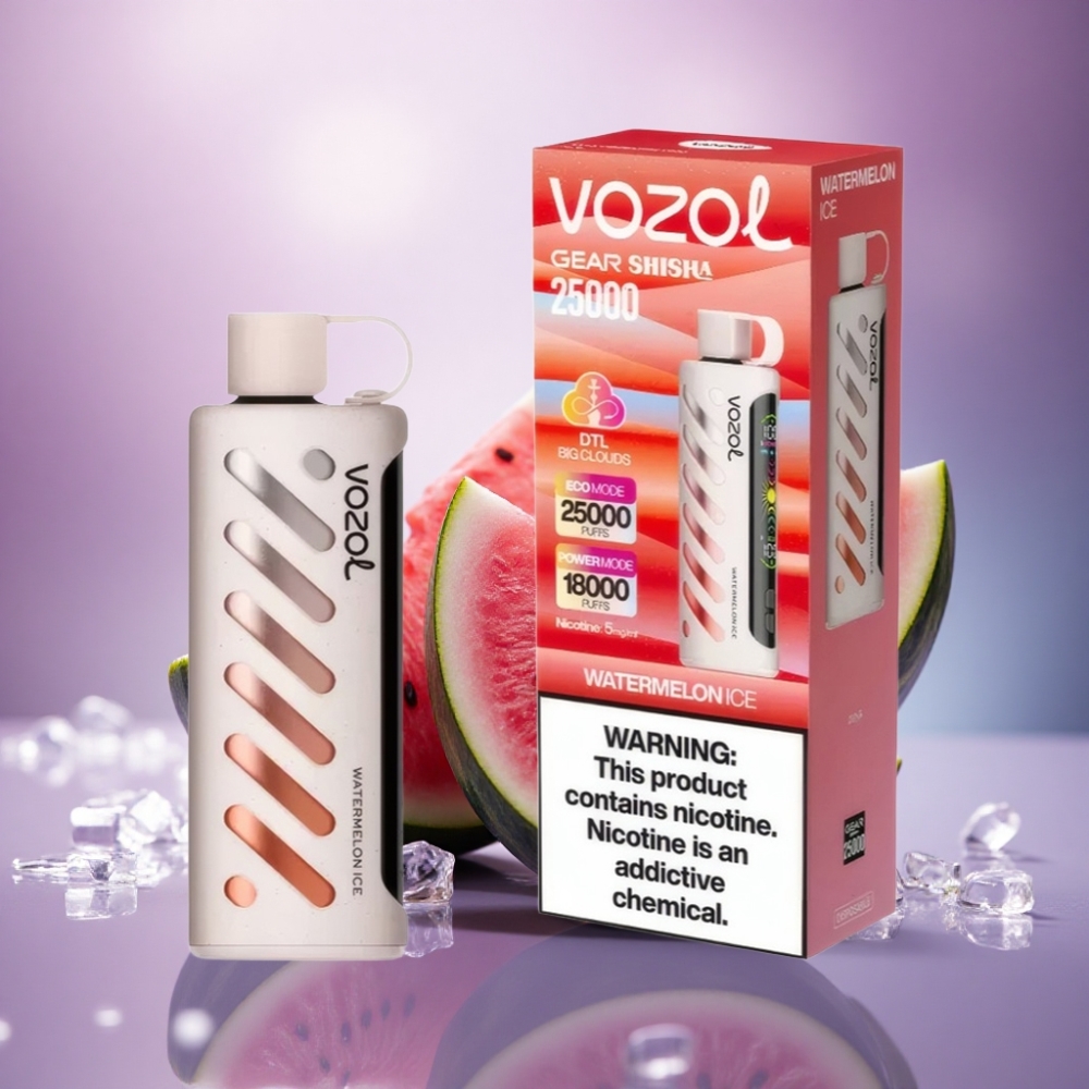 VOZOL Gear Shisha 25000 Puffs Melancia Gelo com 5mg/ml de Nicotina e 1000mAh