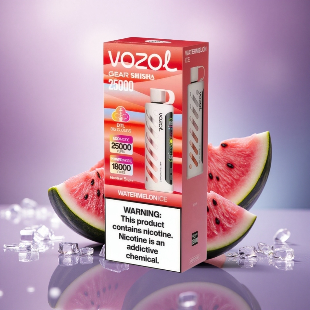 VOZOL Gear Shisha 25000 Puffs Melancia Gelo com 5mg/ml de Nicotina e 1000mAh