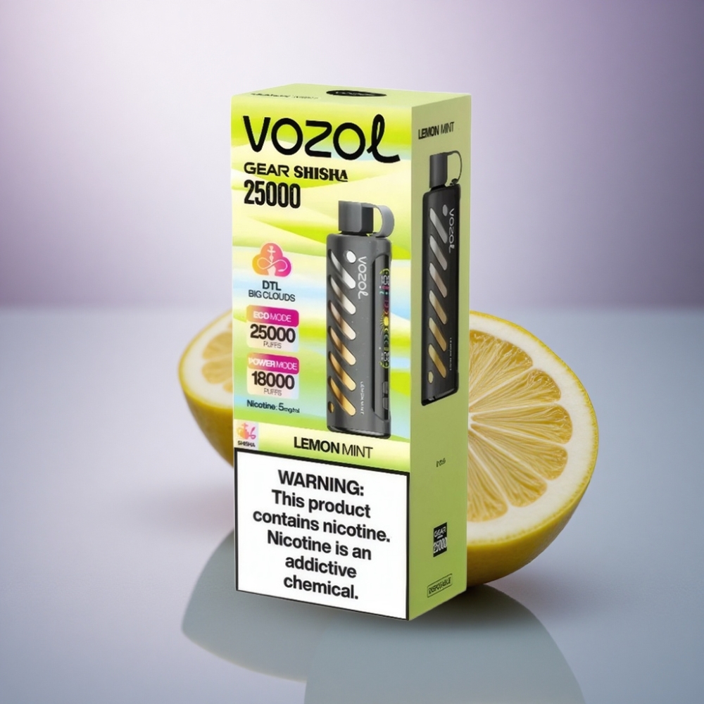 VOZOL Gear Shisha 25000 Puffs Menta Limão com 1000mAh e 5mg/ml de Nicotina